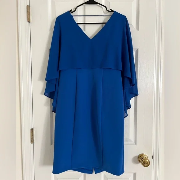 Roz & Ali | Dresses | Royal Blue Cape Dress | Poshmark